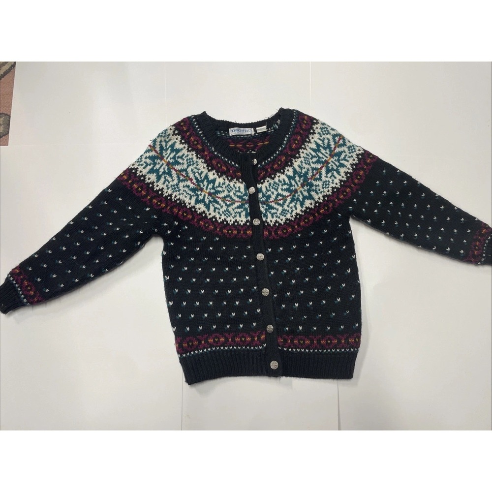 Northern Isles Cardigan Snowflake Sweater Sz Small Cotton Blend VTG - Picture 3 of 6